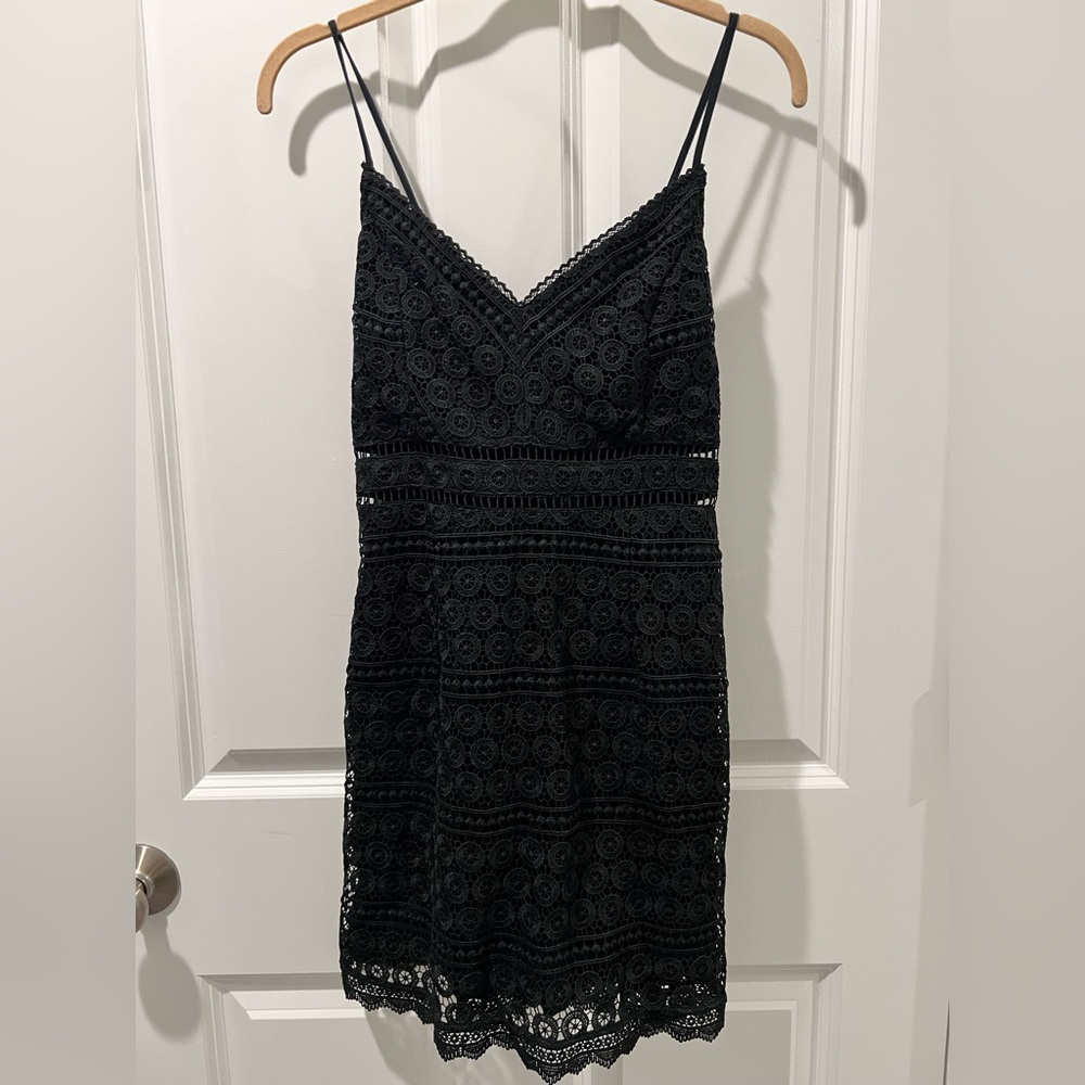 NWT Abercrombie black crochet mini dress size small petite